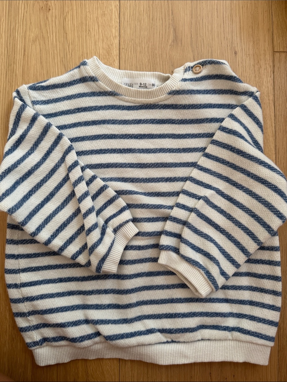 Zara Cream and Navy Striped Baby Sweater